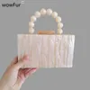 Evening Bags Beaded Bag Handle China Factory Seller Women Acrylic Purse Handbag Box Clutches Evening Lady Party Travel Beach Female Flap Bags 230816