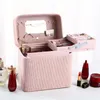 1pc Large Capacity Makeup Case with Double-Layer Tray - Portable Cosmetic Storage Box for Beauty Products