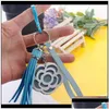 Schlüsselanhänger Lanyards 8 Stile Valentinstag Blütenschlüsselkettenquasten Quasten Quasten -Leder Schmuckstück Schlüsselringe für Halter Geldbeutel Auto Bag Anhänger Handtasche Dhphc Dhphc