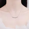 Chains Brilliant D Moissanite Necklaces For Women Smile Bar Pendant 925 Sterling Silver Chocker Necklace Fine Jewelry Wedding Gift