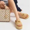 Designer sandalen vrouwen schoenen luxe zwart gehaakte flatform dia's sandaal open tenen EU35-41 met doos casual strandvakantie