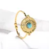 Pierścienie opaski Gattvict Złoty Kolor Kamienny Pierścień Naturalny stal nierdzewna Otwarta regulowana biżuteria dla kobiet stylowa vintage Planet Pierścienie Pierścienie J230817