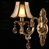 Wall Lamp European Mediterranean All Copper Single Head Crystal Porch Balcony Corridor Bedside