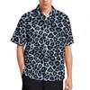 Mäns casual skjortor funky leopard tryck semester skjorta svart och solbränna hawaii streetwear blusar korta ärmar design kläder plus storlek