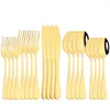 Geschirrsets Zoseil 20pcs Besteck Set Edelstahlmesser Fork Dessert Löffel Flateles Black Gold Western Silbergeschirr Geschirr