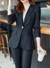 Pantaloni da donna a due pezzi Blazer Pantsuits Set Office Ladies Women Black Purple Business Pulsini singoli giacche svasate Formale Abito formale