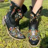 Bottes Karinluna Retro Femelle Boots Western Sole Sole Talons de pointe pointu