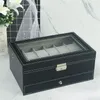 Jewelry Boxes 2 layer Jewelry Storage Box Watch Box Watch Accessories Display Case Holder PU Leathe jewlrey Organizer Storage Box with mirror 230816