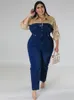 Женские брюки плюс размер wmstar джинсовые комбинезоны женские пуговицы с длинным рукавом модные карманы упругие талию оптом капля 230816