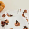 Girl's Dresses Baby Girls Outfits Pumpkin/Ghost Print Long Sleeves Romper and Corduroy Suspenders Dress Piece Clothes R230816