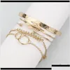 Modayer Mtilayer Gold Mtilayer Gold e Sier Chian com folhas para mulheres meninas link Jóias Sysbc Drop Delivery Bracelets Dhqp6