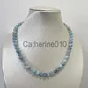 Pendant Necklaces 8MM Aquamarine Jade Necklace Blue Natural Stone Beads Jewelry Health Care Gemstone Protection Choker HealYoga Simple Female J230817