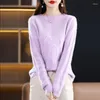 Kadın Sweaters Sonbahar ve Kış Yuvarlak Boyun 100 Saf Yün Kaldırılmış Külot Moda Uzun Kollu All Maç Örtü Alt Gömlek