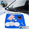 Hand Power Tool Accessoires 9pcs Mirrors Windreparatie Glas Polijsten Set Work Auto ramen eenvoudig gebruik wiel ceriumoxidepoeder druppel dhmto