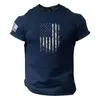 Erkek Tişörtleri Uzun Kollu Termal Gömlek Erkekler Yaz ABD Bayrak Logosu Günlük Fitness 3D Baskılı Erkek Düz Toplu