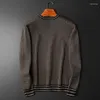 Camisolas masculinos de alta qualidade Houndstooth Princlover suéter contrastante Cores contrastantes de manga longa Crew de rua