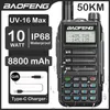 Walkie talkie Baofeng UV 16 Max 10W Waterproof Waterproof Wsparcie typu C TYP CHARGER 50 km odległość Dystans Upgrade UV5R Pro 230816