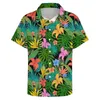 Casual shirts voor heren kleurrijke heldere felle bloemen vakantie shirt palmbladeren print zomer man retro blouses korte mouw geprinte top 3xl 4xl