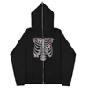 Men's Hoodies Oversized Y2K Gothic Hip Hop Streetwear Skull Print Mens Women Hoody Jackets Coats Zip Cardigan Couple Sweatshirts