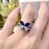 Cluster Rings Springlady 925 Серебряное серебро серебряное серебро моделируют коктейль -коктейль -коктейль -бабочка для женщин.