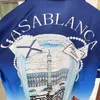 Camisas casuais masculinas de seda fina de seda alta estampa de carro high city casablanca malha shorts cirtas de camisa masculino masculino roupas de praia havaí blose hkd230817