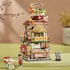 Блоки New Loz Foldable Street View Architecture Building Bloand Set Food Store Luoshifen Lemon Tea Shop Collection R230817