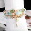 Strand Boho Bracelet Blue Blue Blued Set Summer Bijoux Pulseras Feminina Fashion Chain Tassel Crystal Beads Accessoires