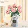 Block 1st Romantic Rose Building Blocks Blue/Yellow/Pink Rose Simulation Flower 3D Monterad Model Toy B For Girl Friend Gift R230817