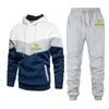 Tracksuits voor heren Bultaco Cemoto Motorfietsen Spring herfst Afdrukken Mannen Casual Drie kleuren stiksel Patchwork Hoodie broek Tweedelige set