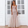 Lässige Kleider Frauen Sommer sexy V-Ausschnitt Tank Rückenless Sparkly Pailletten Gaze Celebrity Maxi Langes Abend Party Kleid Gold