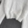 Maglioni femminili 2023 autunno inverno inverno con scollo lungo lana mohair in lana morbida di strass calda patchwork maglia a maglia corta