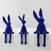 Decoratieve objecten Figurines Flocking Rabbit Standue Home Decoratie Modern Nordic Cute Animal Resin Art Sculpture Crafts Desktop Office Room Ornament 230816