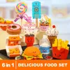 Blocks Cretive Play House Mini Food Hamburger Sobert Blocks Blocks Bolo de Ice B Toys Educacional Presentes para crianças meninas R230817