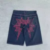 Jeans masculinos y2k de verão shorts masculina harajuku impressão de moda casual calça curta feminina hip hop punk streetwear gótico calça calcária folgada 230816