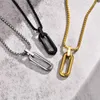 Pendant Necklaces Square Geometric For Men Stylish Punk Stainless Steel Oval Boy Male Gift Jewelry