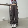 Pantaloni da donna americana piccante ragazza retrò lavoro casual femmina largo gamba larga y2k leggings di strada alta gambo in streetwear