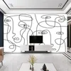 壁紙自己粘着性の大きなフェイスライン描画バスルーム用の壁紙壁紙壁画背景取り外し可能なポートレートキャンビネット3Dウォールペーパー
