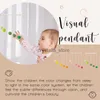 Let's Make Wooden Baby Rattles Colorful Wool Ball Pendant Bed Bell Hanging Crib Montessori Toy Decor Nursing Baby Product HKD230817