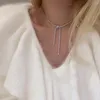 Cadenas Cadena de collar de cristal de lujo para mujeres Bling Bling Fashion Long Foker Farty Jewelry