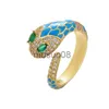 Bandringe Chic White/Green/Black Schlangenringe mit klarem kristallstein kupfergold plattierbarem Ring für Frauen Hip Hop Style Juwely J230817