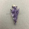 Pendant Necklaces Arrowhead Purple Crystal Amethysts Druzy Point For DIY Jewelry Making MY0022