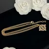 Pendant Necklaces Luxury Designer Brand Double Letter Pendant Necklaces Chain 18K Gold Plated Copper Crystal Rhinestone Sweater Newklace for Women Wedding Jew