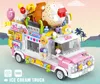 Camping Car Knocks City Ice Cream Food Truck View Street Build Mini Build Build Barbie Auto Bricks Toys for Kid Girls Voiture Barbie Christmas STEM