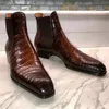 Buty brązowe buty chelsea dla mężczyzn czarny biznes spiczaste paleniski wzór ręcznie robione męskie buty 230816