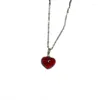 Chains Fashio Classic Inlaid Translucent Red Gem Heart Shaped Mini Pendant Light Luxury And Simplicity Necklaces Jewelry For Women