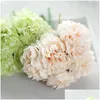 Decorative Flowers Wreaths Wholesale-1 Bouquet 5 Head Wedding Artificial Hydrangea Flower Home Party Birthday Year Christmas Valen Otmhl