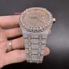 Nuovo Diamond Iced Diamond Watch Biger Diamond Bezel 2tone Rose Gold Watchs Movimento automatico Shiny Good Owatch Rosa Dial