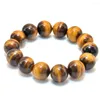 Strand 10 mm 16mm Tiger Augen Steinarmband Naturaler Kristallschmuck für Männer Frauen Yoga Heilungs Buddhismus Rosenkranzperlen