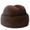 Trapper Hats Winter Unisex Top Real Mink Fur Bomber Hat Male Genuine Marten Head Warm BlackBrown Caps Gift For parent Gorras 230816