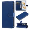 Plain Pu Leather Wallet Falls för Samsung Galaxy S23 Fe A25 5G A24 4G Huawei Honor 90 Lite Pro Phone Flip Cover Credit ID -kortplats TPU Bok Mobiltelefon Pouch Strap